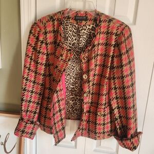 Jones New York Chic Pink and Black Houndstooth Women's Jacket
